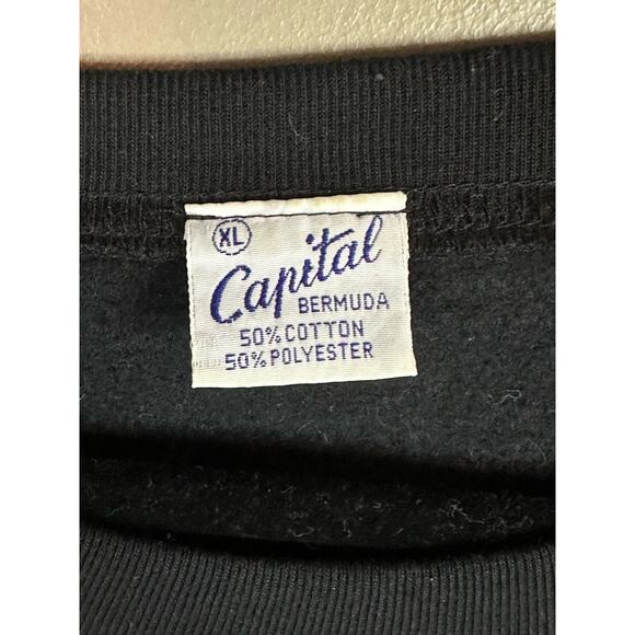 Vintage Capital Black Bermuda Anchor Long Sleeve Embroidered Sweatshirt Size XL - Picture 4 of 6